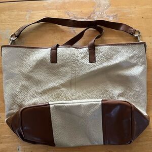 Coach Cream and Brown Leather Bag